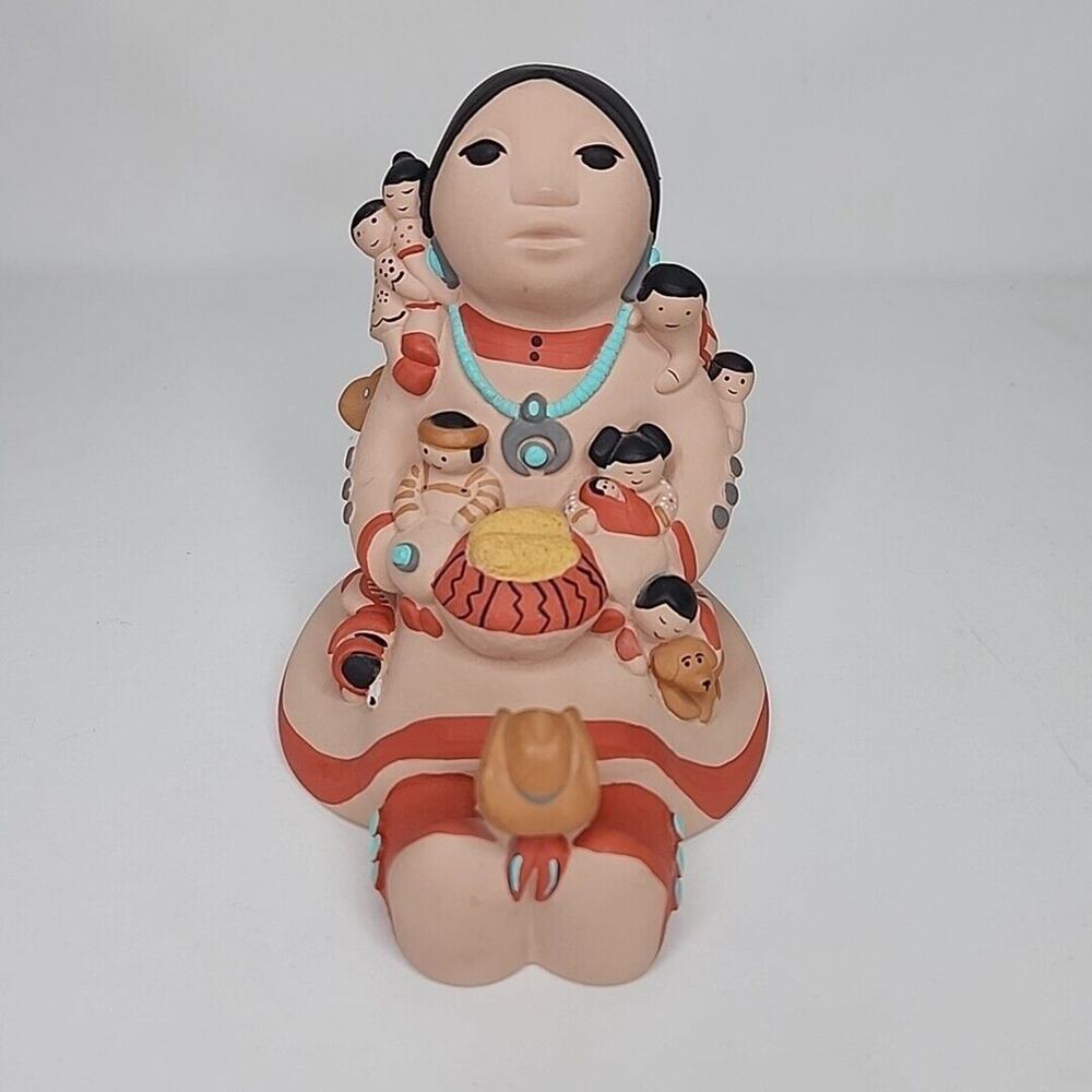 Teissedre Storyteller Woman 12 Kids Dog‎ Clay Figurine 88 MHS Sculpture